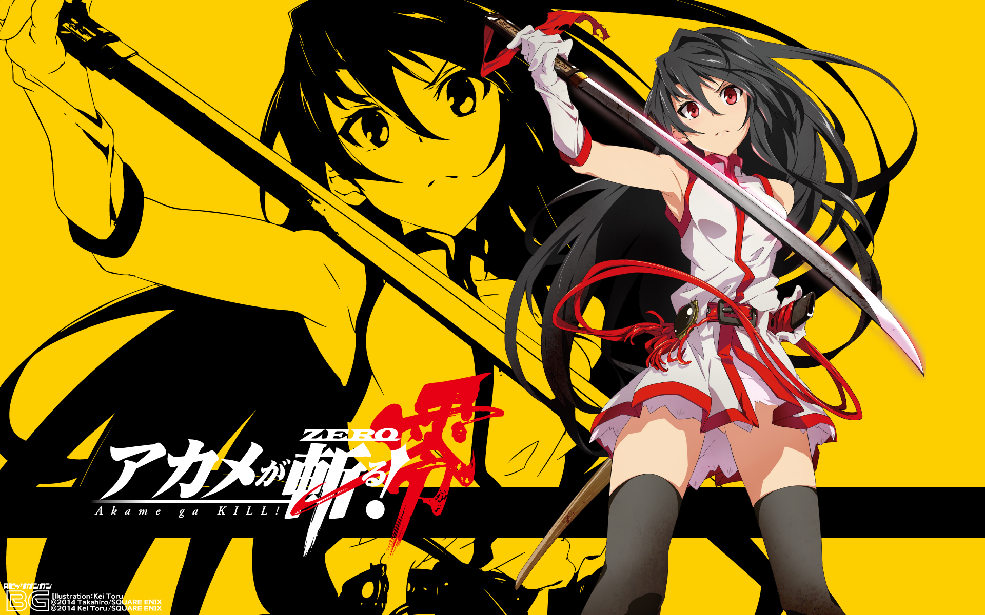 toru k akame ga kill! akame ga kill! zero akame dress sword thighhighs wallpaper 353044